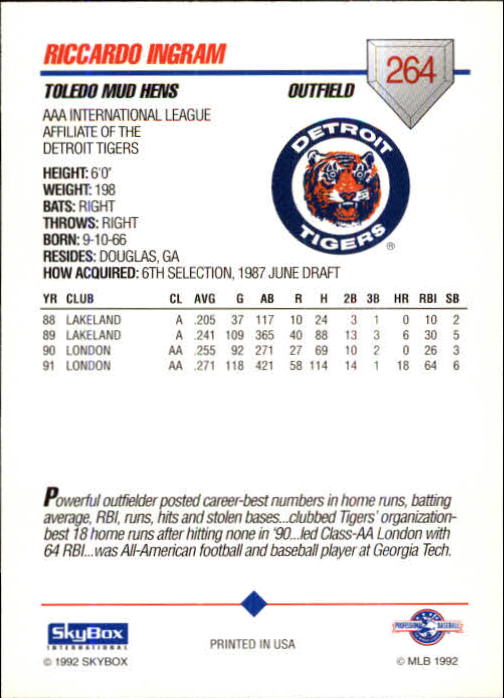 B0451- 1992 SkyBox AAA Baseball Card #s 201-310 -You Pick- 15+ FREE US SHIP - Picture 127 of 219