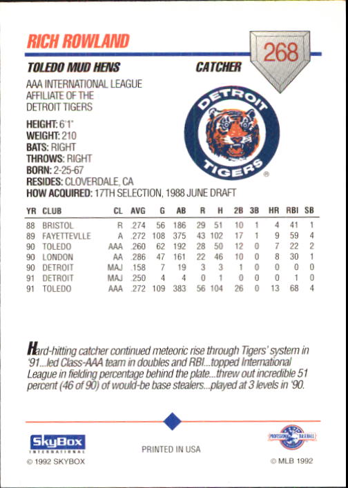 B0451- 1992 SkyBox AAA Baseball Card #s 201-310 -You Pick- 15+ FREE US SHIP - Picture 135 of 219