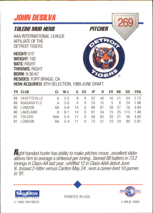 B0451- 1992 SkyBox AAA Baseball Card #s 201-310 -You Pick- 15+ FREE US SHIP - Picture 137 of 219