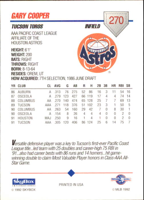B0451- 1992 SkyBox AAA Baseball Card #s 201-310 -You Pick- 15+ FREE US SHIP - Picture 139 of 219