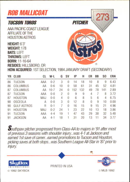 B0451- 1992 SkyBox AAA Baseball Card #s 201-310 -You Pick- 15+ FREE US SHIP - Picture 145 of 219