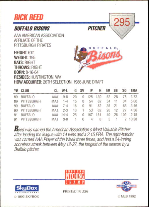 B0451- 1992 SkyBox AAA Baseball Card #s 201-310 -You Pick- 15+ FREE US SHIP - Picture 189 of 219