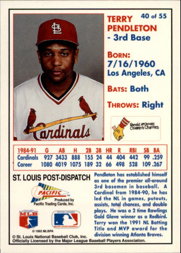 B3244 - 1992 Cardinals McDonald's/Pazifik BB 1-56 -Sie wählen aus- 15+ KOSTENLOSER US-VERSAND - Bild 80 von 98