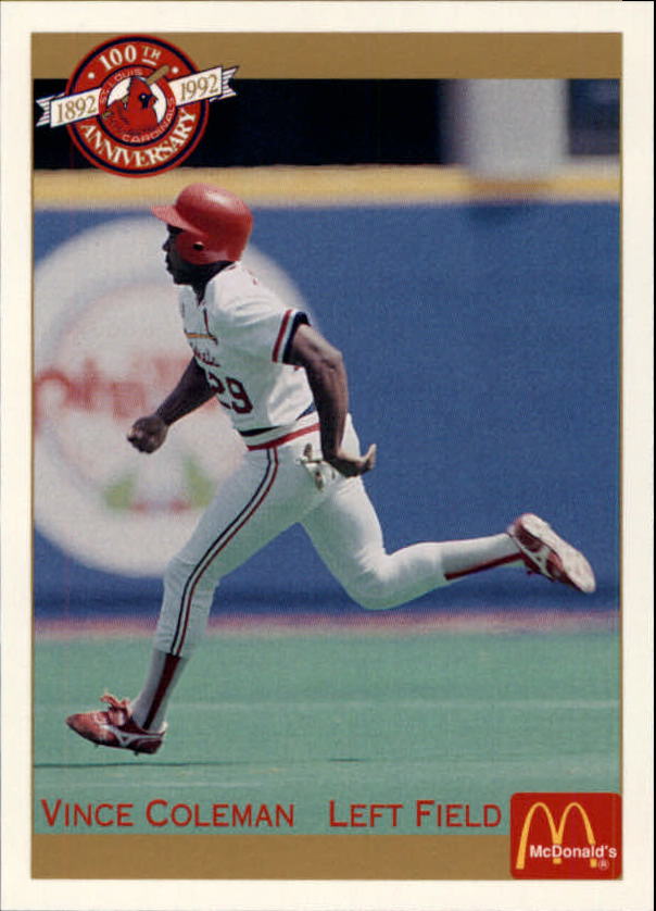 1992 Cardinals McDonald's/Pacific #42 Vince Coleman