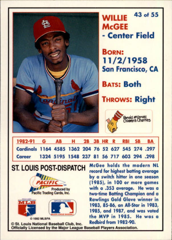 B3244 - 1992 Cardinals McDonald's/Pazifik BB 1-56 -Sie wählen aus- 15+ KOSTENLOSER US-VERSAND - Bild 86 von 98