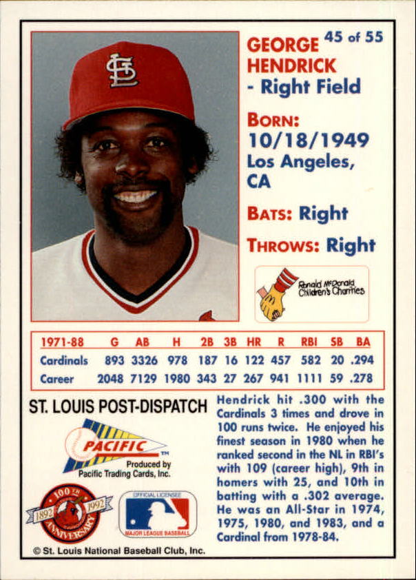 B3244 - 1992 Cardinals McDonald's/Pazifik BB 1-56 -Sie wählen aus- 15+ KOSTENLOSER US-VERSAND - Bild 90 von 98