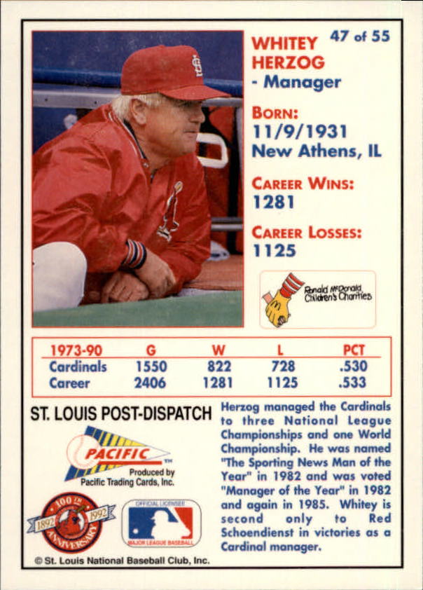 B3244 - 1992 Cardinals McDonald's/Pazifik BB 1-56 -Sie wählen aus- 15+ KOSTENLOSER US-VERSAND - Bild 94 von 98