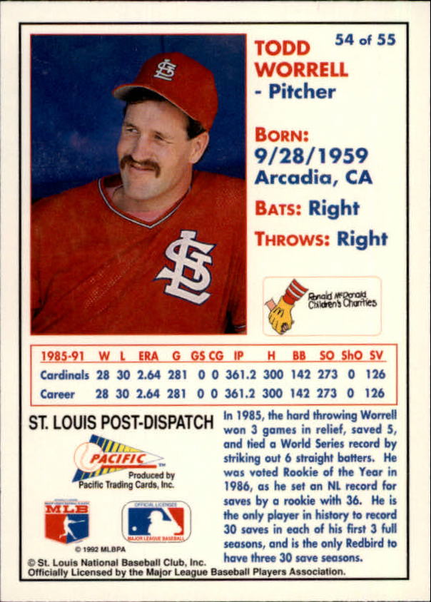 B3244 - 1992 Cardinals McDonald's/Pazifik BB 1-56 -Sie wählen aus- 15+ KOSTENLOSER US-VERSAND - Bild 98 von 98