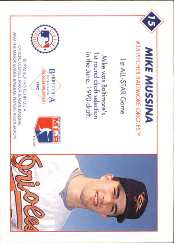1992 Colla All-Star Game #15 Mike Mussina back image