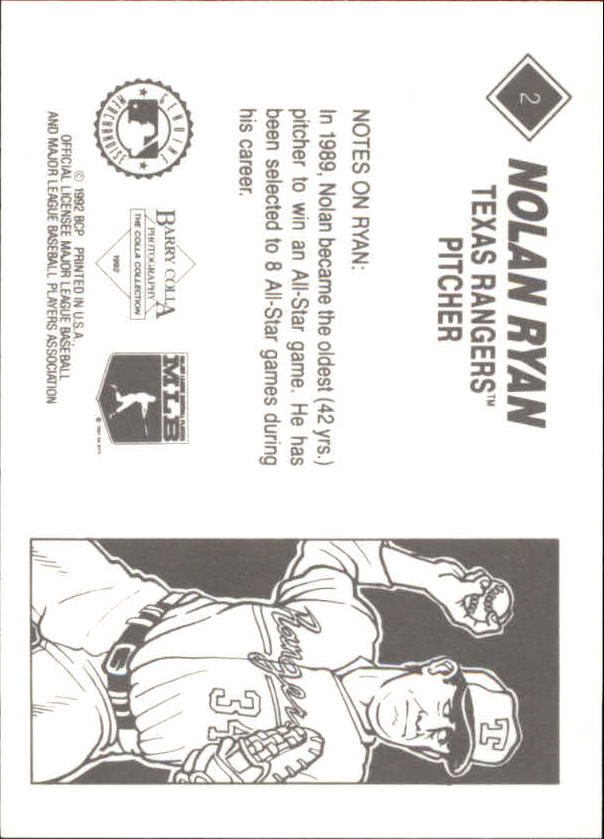 1992 Colla Ryan #2 Nolan Ryan/Close-up photo/from right side back image