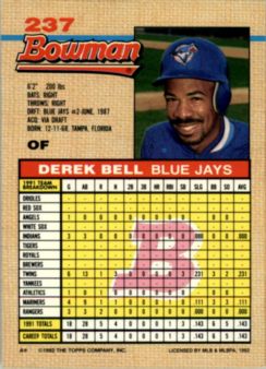 1992 Bowman #237 Derek Bell back image