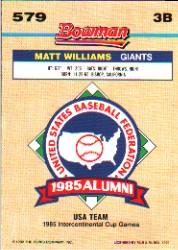 1992 Bowman #579 Matt Williams FOIL back image