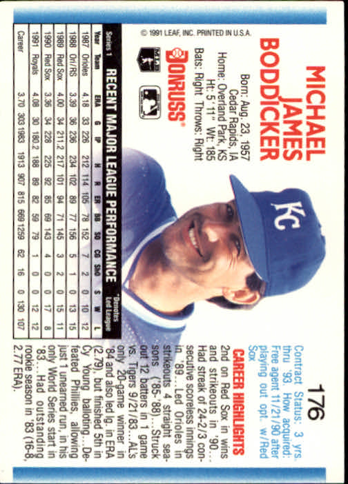 1992 Donruss #176 Mike Boddicker back image