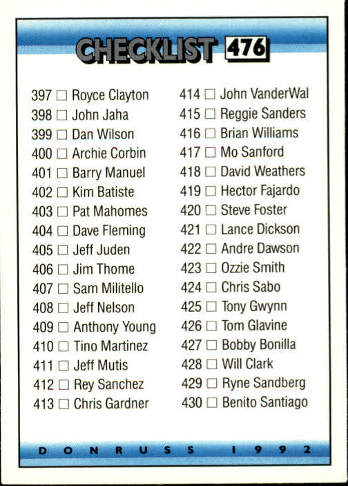 A9587- 1992 Donruss Baseball #s 251-500 +Rookies -You Pick- 15+ FREE US SHIP - Picture 444 of 493