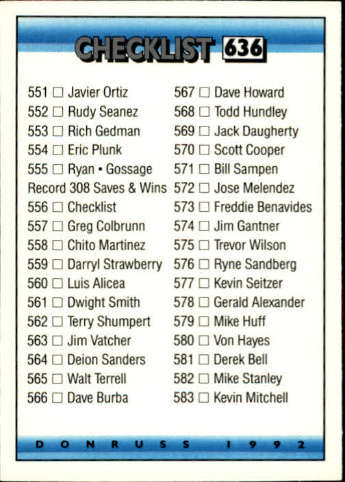 A9587- 1992 Donruss Baseball #S 501-750 + Rookies -du Pick- 15 + Gratis US - Bild 262 von 485