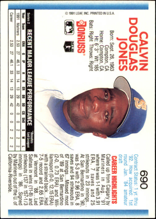 1992 Donruss #690 Calvin Jones back image