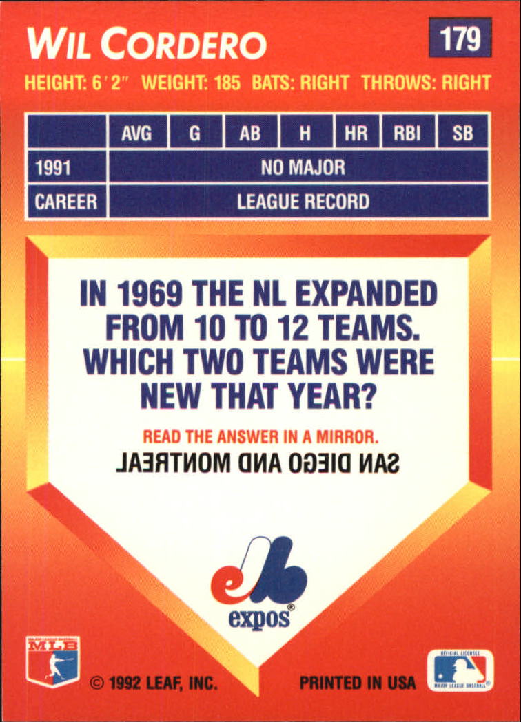 1992 Triple Play (Donruss) Baseball "Main Set" Cards #151 to #264 - Picture 59 of 229