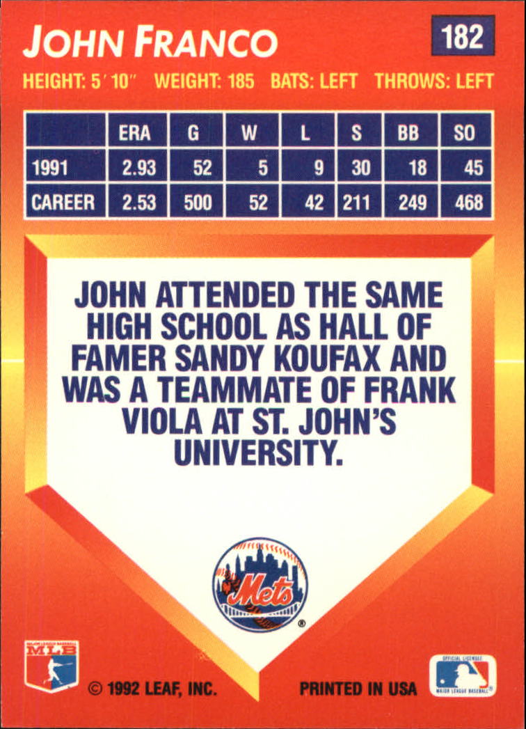 1992 Triple Play (Donruss) Baseball "Main Set" Cards #151 to #264 - Picture 65 of 229