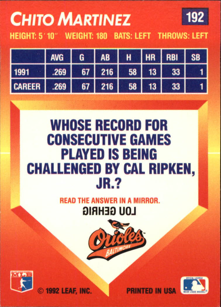 1992 Triple Play (Donruss) Baseball "Main Set" Cards #151 to #264 - Picture 85 of 229