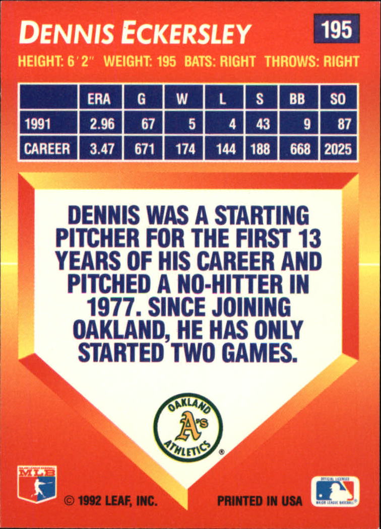 1992 Triple Play (Donruss) Baseball "Main Set" Cards #151 to #264 - Picture 91 of 229