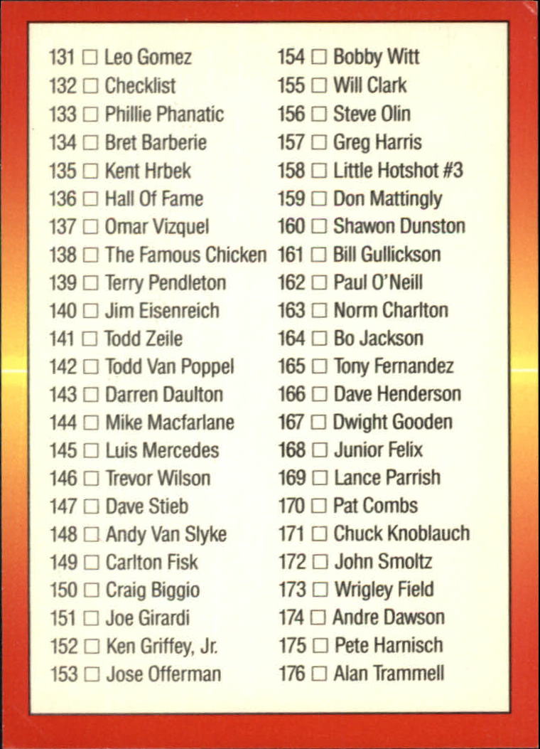 1992 Triple Play (Donruss) Baseball "Main Set" Cards #151 to #264 - Picture 96 of 229