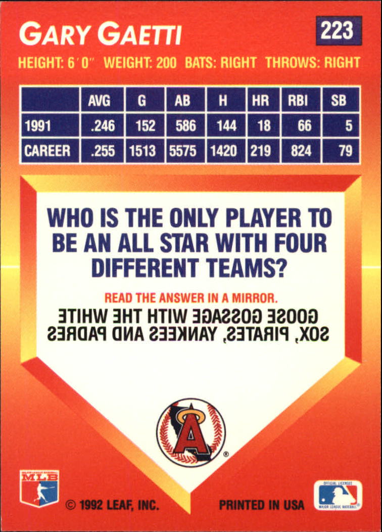 1992 Triple Play (Donruss) Baseball "Main Set" Cards #151 to #264 - Picture 147 of 229