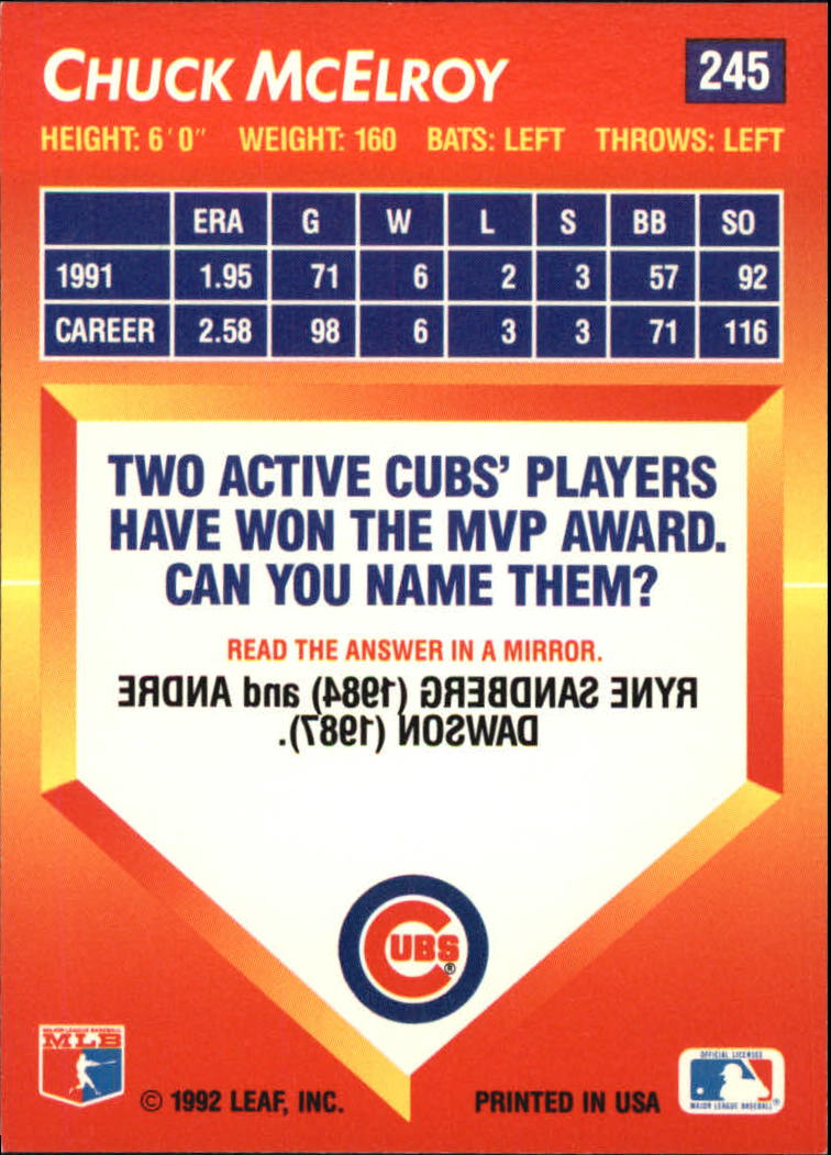 1992 Triple Play (Donruss) Baseball "Main Set" Cards #151 to #264 - Picture 191 of 229