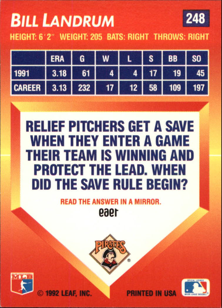 1992 Triple Play (Donruss) Baseball "Main Set" Cards #151 to #264 - Picture 197 of 229