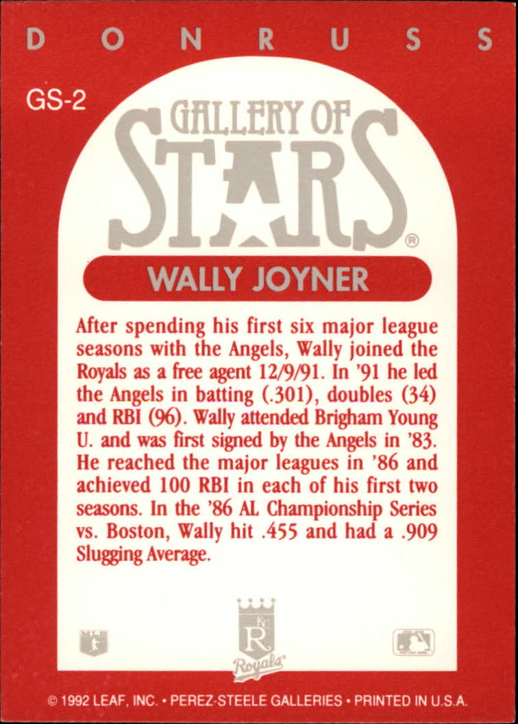 1992 Triple Play Gallery #GS2 Wally Joyner back image