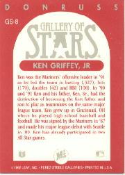 1992 Triple Play Gallery #GS8 Ken Griffey Jr. back image