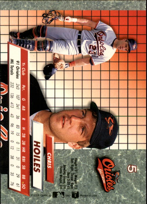 1992 Ultra #5 Chris Hoiles back image