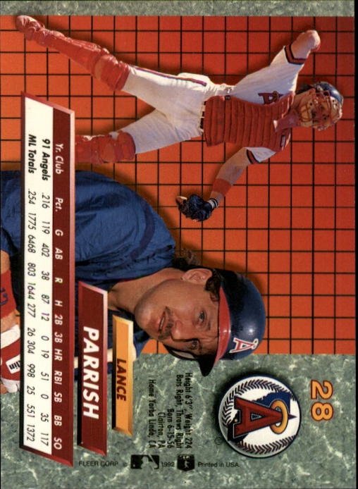 1992 Ultra #28 Lance Parrish back image