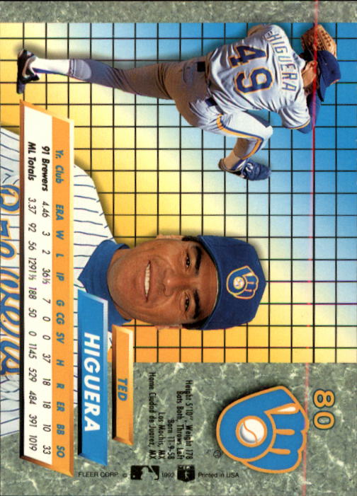 1992 Ultra (Fleer) Baseball "Main Set" Cards #1 to #200 - Picture 161 of 401