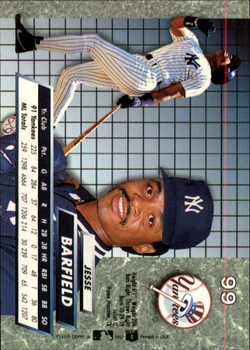 1992 Ultra (Fleer) Baseball "Main Set" Cards #1 to #200 - Picture 199 of 401