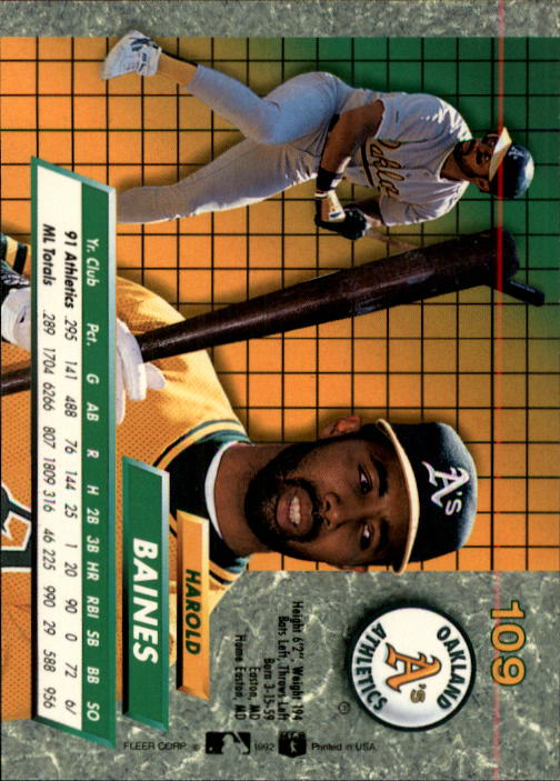 1992 Ultra (Fleer) Baseball "Main Set" Cards #1 to #200 - Picture 219 of 401