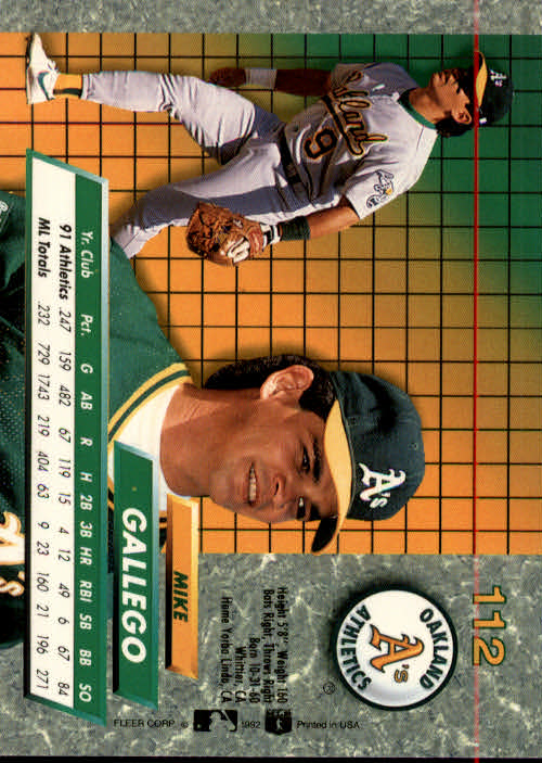 1992 Ultra #112 Mike Gallego back image