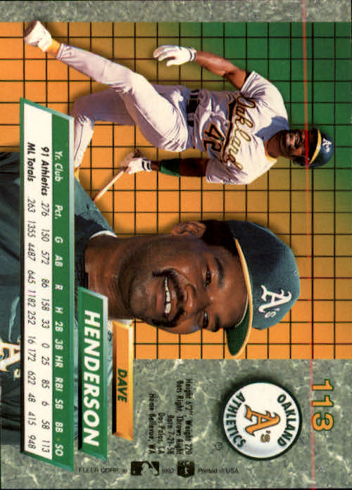 1992 Ultra (Fleer) Baseball "Main Set" Cards #1 to #200 - Picture 227 of 401