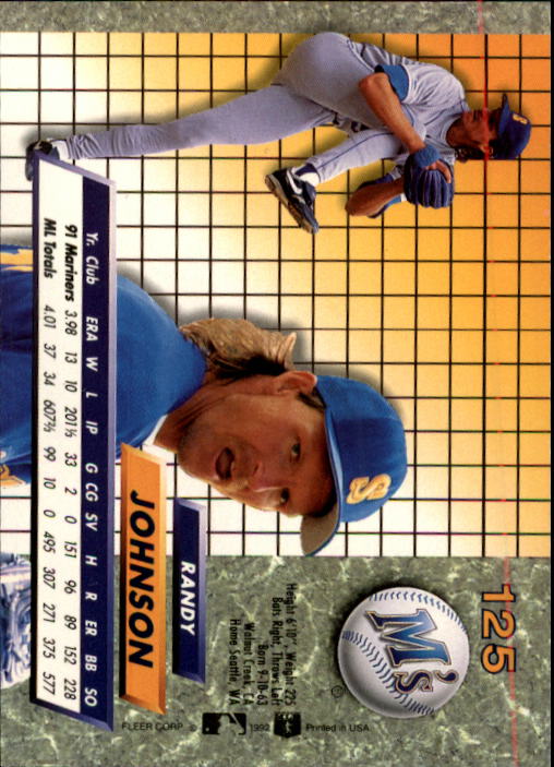 1992 Ultra #125 Randy Johnson back image