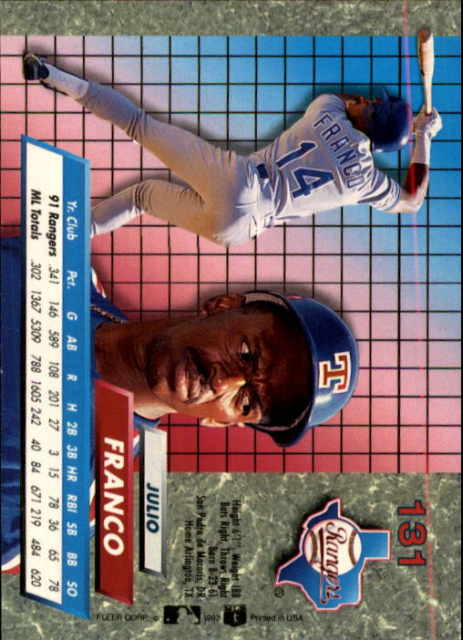 1992 Ultra (Fleer) Baseball "Main Set" Cards #1 to #200 - Picture 263 of 401