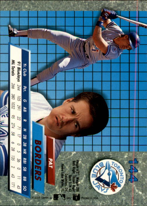 1992 Ultra (Fleer) Baseball "Main Set" Cards #1 to #200 - Picture 289 of 401