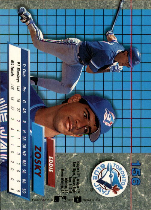 1992 Ultra (Fleer) Baseball "Main Set" Cards #1 to #200 - Picture 313 of 401