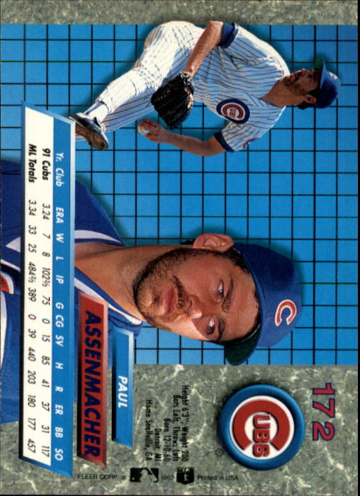 1992 Ultra (Fleer) Baseball "Main Set" Cards #1 to #200 - Picture 345 of 401