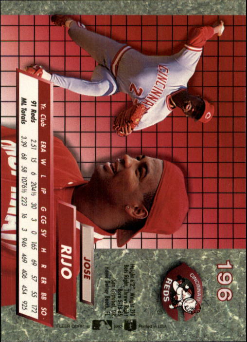 Jose Rijo autographed Baseball Card (Cincinnati Reds) 1995 Fleer Ultra #6