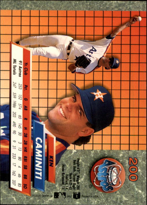 1992 Ultra (Fleer) Baseball "Main Set" Cards #1 to #200 - Picture 401 of 401
