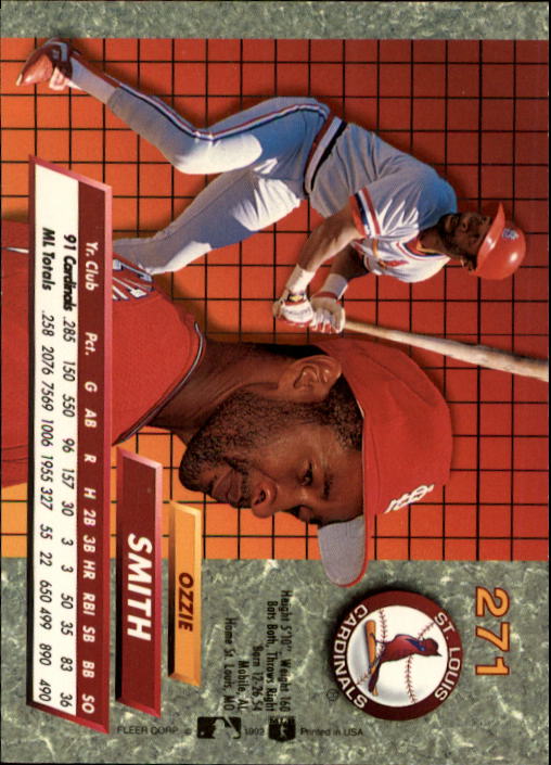 1992 Ultra #271 Ozzie Smith UER/Comma before year of/birth on card back back image