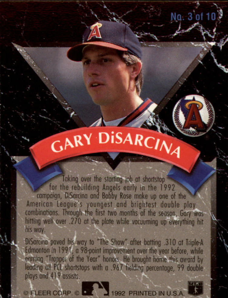 1992 Ultra All-Rookies #3 Gary DiSarcina back image