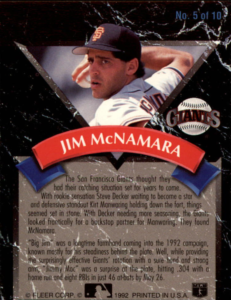 1992 Ultra All-Rookies #5 Jim McNamara back image