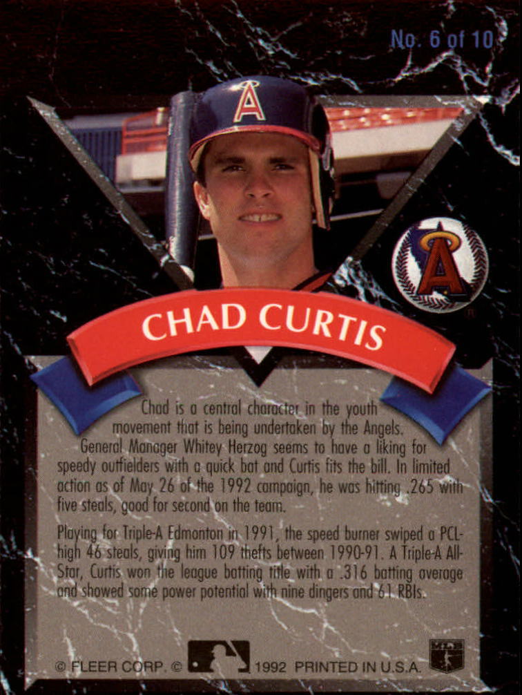 1992 Ultra All-Rookies #6 Chad Curtis back image