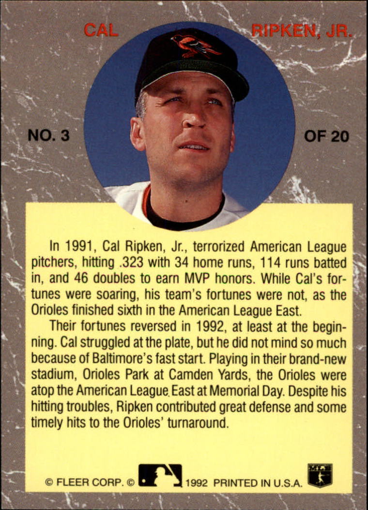 1992 Ultra All-Stars #3 Cal Ripken back image