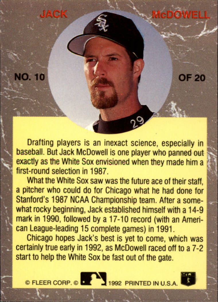 1992 Ultra All-Stars #10 Jack McDowell back image